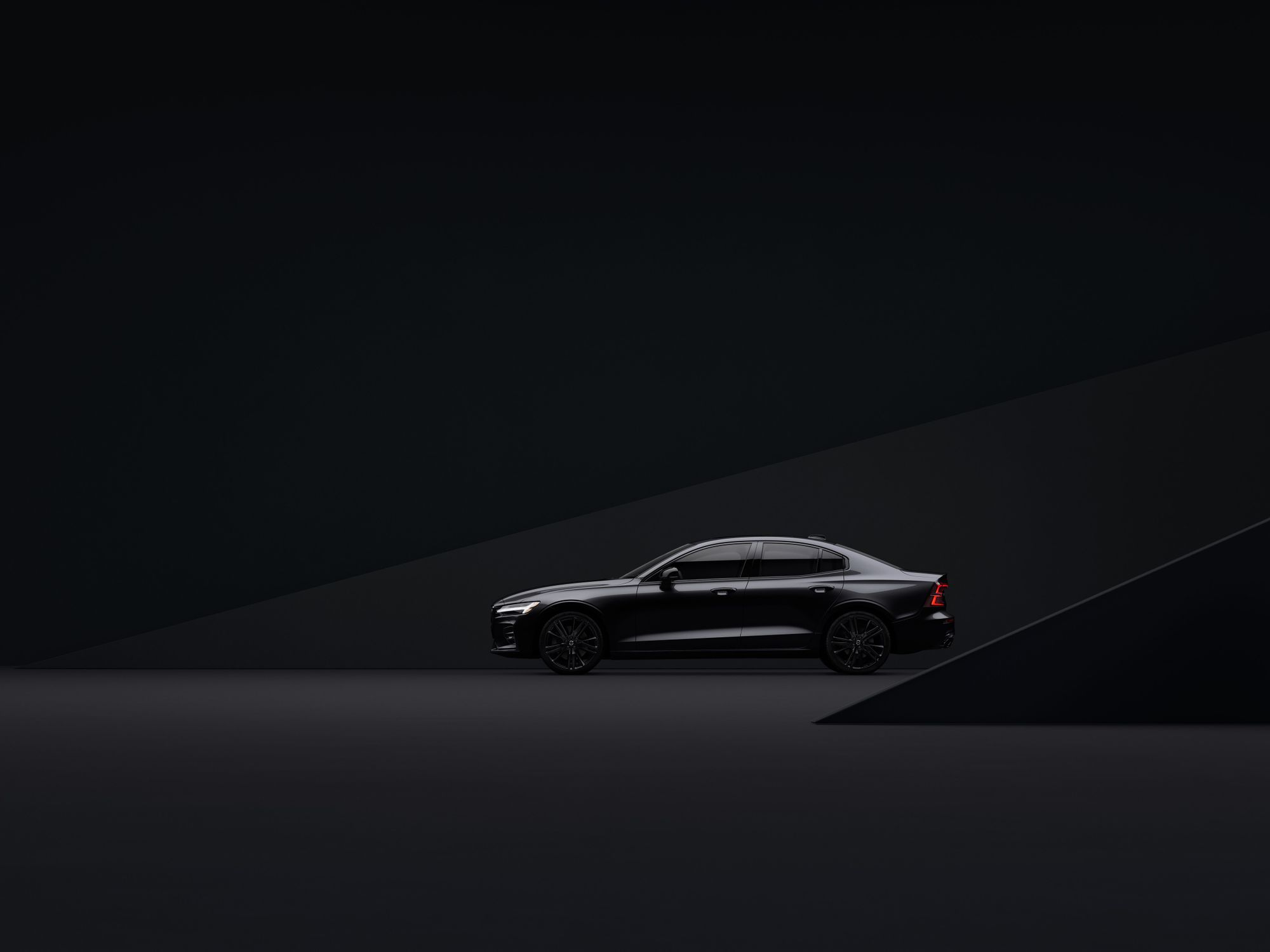 side shot of Volvo S60 Black Edition in black